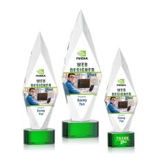 Kendrick Full Color on Half Round Base Green Crystal Trophy - Crystal Trophies