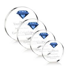 Employee Gifts - Ortiz Diamond Sapphire Circle Crystal Trophy