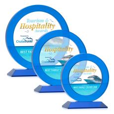 Haines Full Color Blue Circle Crystal Trophy - Custom Trophies