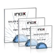 Employee Gifts - Pruitt Full Color Sky Blue Square / Cube Crystal Trophy
