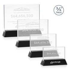 Paris Starfire/Black (Horiz) Rectangle Crystal Trophy - Crystal Trophies