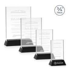 Paris Starfire/Black (Vert) Rectangle Crystal Trophy - Crystal Trophies