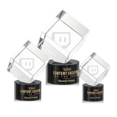 Klein on Round Base Black Square / Cube Crystal Trophy - Crystal Trophies