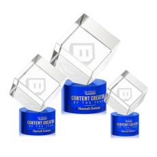 Klein on Round Base Blue Square / Cube Crystal Trophy - Crystal Trophies