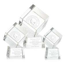 Klein on Small Base Clear Square / Cube Crystal Trophy - Crystal Trophies