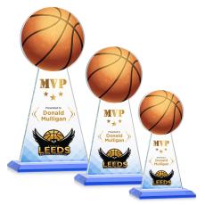 Employee Gifts - Edenwood Basketball Full Color Sky Blue Towers Crystal Trophy