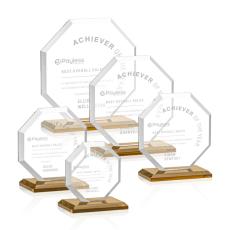 Employee Gifts - Elder Amber Polygon Crystal Trophy