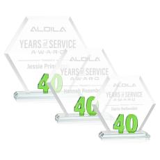 Riviera Anniversary No 40 Green Polygon Crystal Trophy - Crystal Trophies