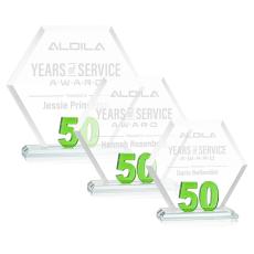 Riviera Anniversary No 50 Green Polygon Crystal Trophy - Crystal Trophies
