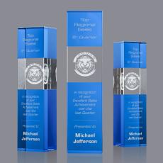 Price Tower 3D Sky Blue Towers Crystal Trophy - 3D Crystal Trophies
