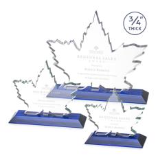 Sargent Leaf Blue Unique Crystal Trophy - Patriotic and Government Awards 