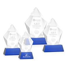 Employee Gifts - Barron on Base Blue Polygon Crystal Trophy
