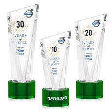 Maher Full Color on Round Base Green Peaks Crystal Trophy - Custom Trophies