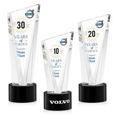 Maher Full Color on Round Base Black Peaks Crystal Trophy - Custom Trophies