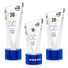 Maher Full Color on Round Base Blue Peaks Crystal Trophy - Custom Trophies