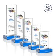 Employee Gifts - Barlow Full Color Sky Blue Rectangle Crystal Trophy