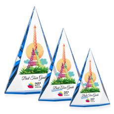 Bragg Full Color Blue Pyramid Crystal Trophy - Custom Trophies