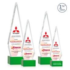 Cullen Full Color on Plated Base Green Polygon Crystal Trophy - Custom Trophies