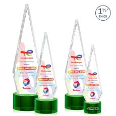 Cullen Full Color on Round Base Green Polygon Crystal Trophy - Custom Trophies