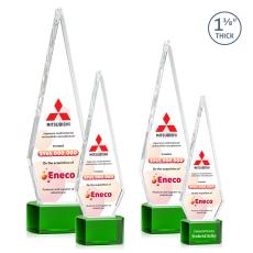 Employee Gifts - Cullen Full Color on Half Round Base Green Polygon Crystal Trophy