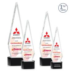 Employee Gifts - Cullen Full Color on Half Round Base Black Polygon Crystal Trophy