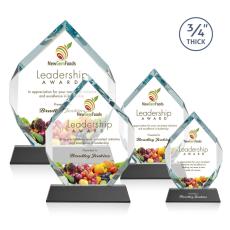 Diamond Diamond Full Color on Helton Black Polygon Crystal Trophy - Custom Trophies