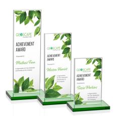 Riggs Full Color Green Rectangle Crystal Trophy - Custom Trophies
