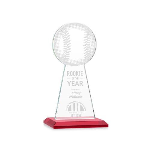 Awards and Plaques - Crystal Trophies - Edenwood Baseball Red Towers Crystal Trophy