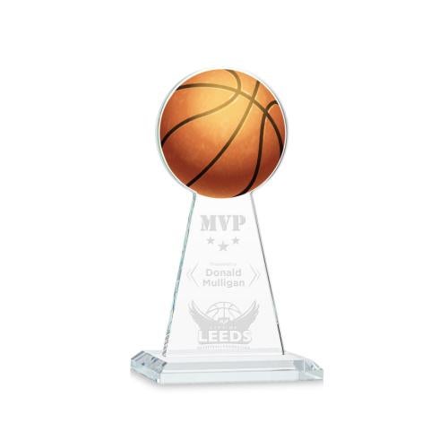 Awards and Plaques - Crystal Trophies - Edenwood Basketball VividPrint/Etch Clear Towers Crystal Trophy