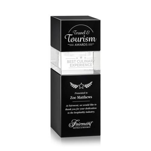 Awards and Plaques - Crystal Trophies - Tofino Stacker Black Rectangle Crystal Trophy