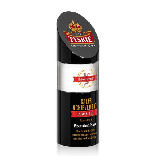 Awards and Plaques - Crystal Trophies - Corbin Stacker Full Color Black Towers Crystal Trophy