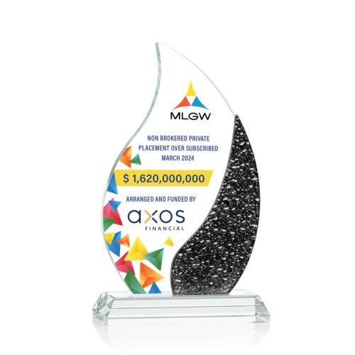 Awards and Plaques - Crystal Trophies - Oakley Full Color Black Flame Crystal Trophy