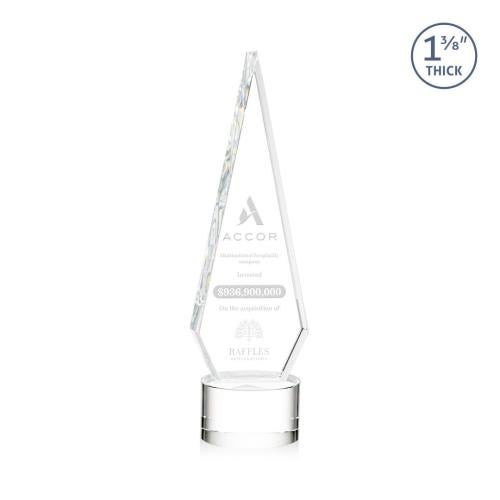 Awards and Plaques - Crystal Trophies - Cullen on Round Base Clear Polygon Crystal Trophy
