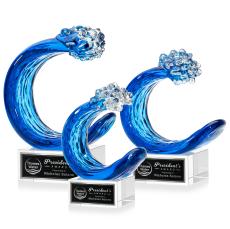 Oceana on Plated Crystal Base Clear Unique Glass Trophy - Glass Trophies