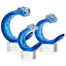 Oceana on Half Round Base Clear Unique Glass Trophy - Art Glass Trophies