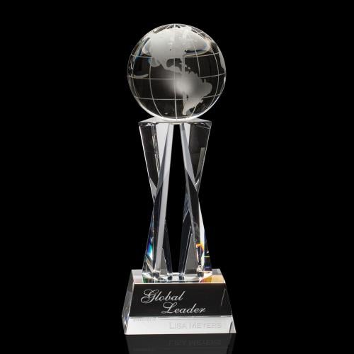 Awards and Plaques - Crystal Trophies - Saldana Globe Crystal Trophy