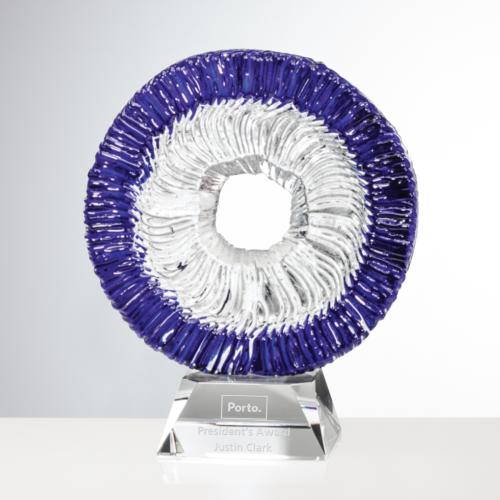Awards and Plaques - Glass Trophies - Art Glass Trophies - Navarrete Clear Circle Glass Trophy