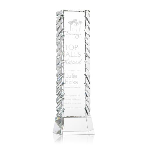 Awards and Plaques - Crystal Trophies - Donahue Towers on Base Crystal Trophy