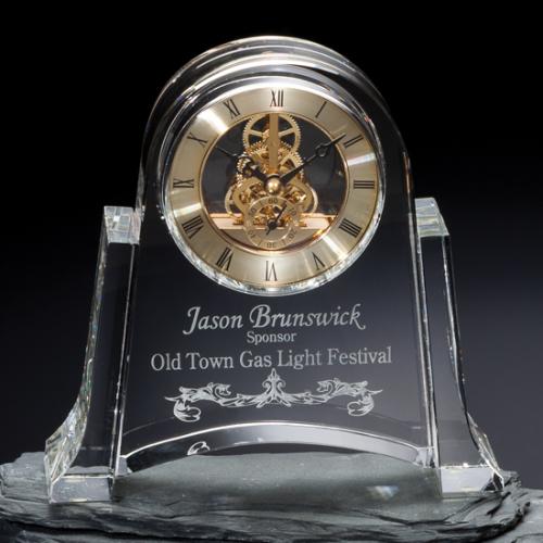 Awards and Plaques - Crystal Trophies - Melton Clock Crystal Trophy