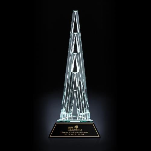 Awards and Plaques - Crystal Trophies - Godwin Tower Pyramid Crystal Trophy