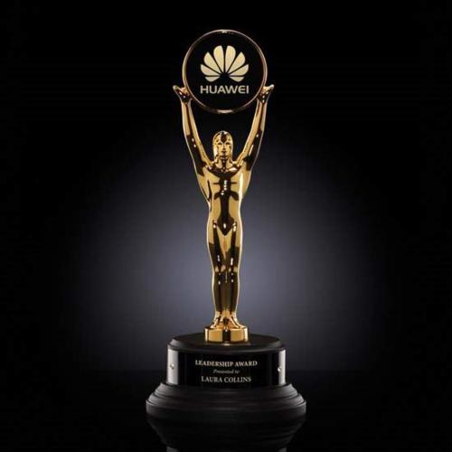 Trophies - Premium Metal Trophies - Logan Circle on Ebony Metal Trophy