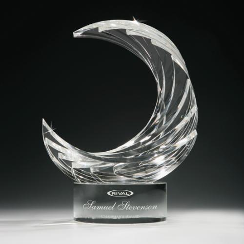 Awards and Plaques - Crystal Trophies - Crest Crescent Crystal Trophy