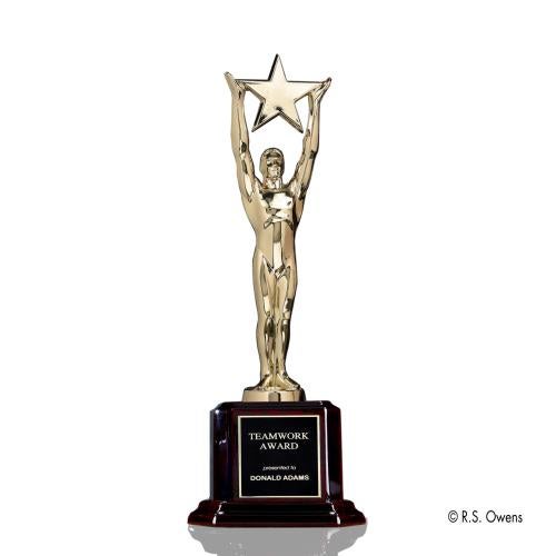 Awards and Plaques - Eco-Friendly Trophies - Star Achievement Metal on Rosewood Trophy