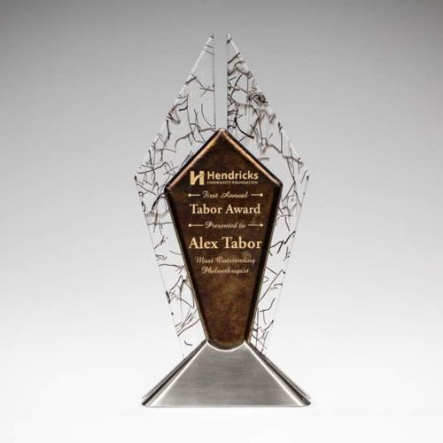 Awards and Plaques - Glass Trophies - Art Glass Trophies - Grimm Polygon Glass Trophy