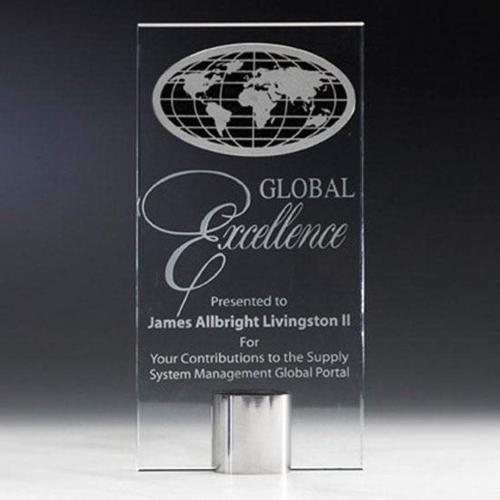 Awards and Plaques - Crystal Trophies - Global Splendor Globe Crystal Trophy