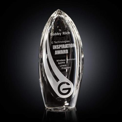 Awards and Plaques - Crystal Trophies - Aspire Optical Flame Crystal Trophy