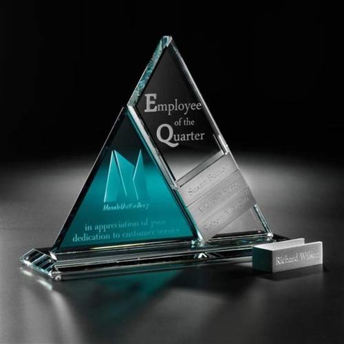 Awards and Plaques - Crystal Trophies - Perpetual Triangle Tower Pyramid Crystal Trophy