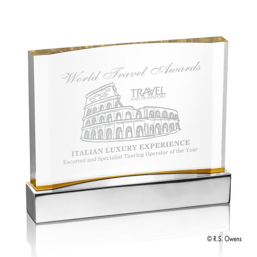 Awards and Plaques - Acrylic Trophies - Lozano Gold Rectangle Acrylic Trophy