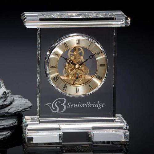 Awards and Plaques - Crystal Trophies - Grover Clock Optical Rectangle Crystal Trophy