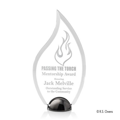Awards and Plaques - Acrylic Trophies - Pelletier Hemisphere Kirkland Engraved Flame Acrylic Trophy